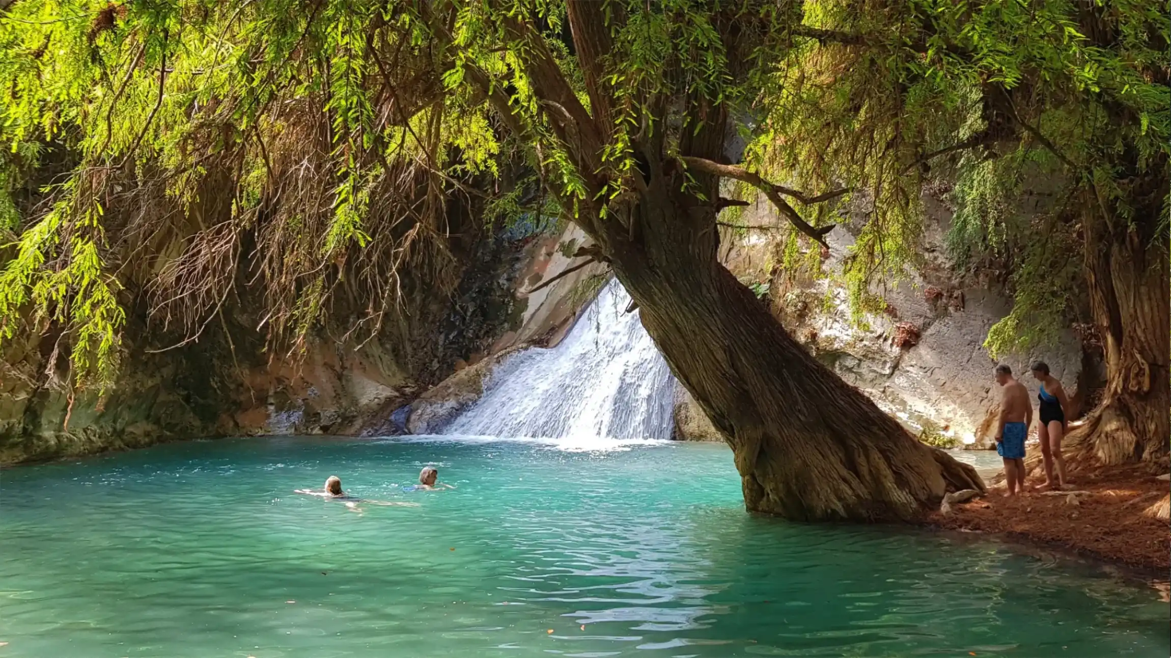 Swimming in the crystalline blue lagoon near Santiago Apoala
