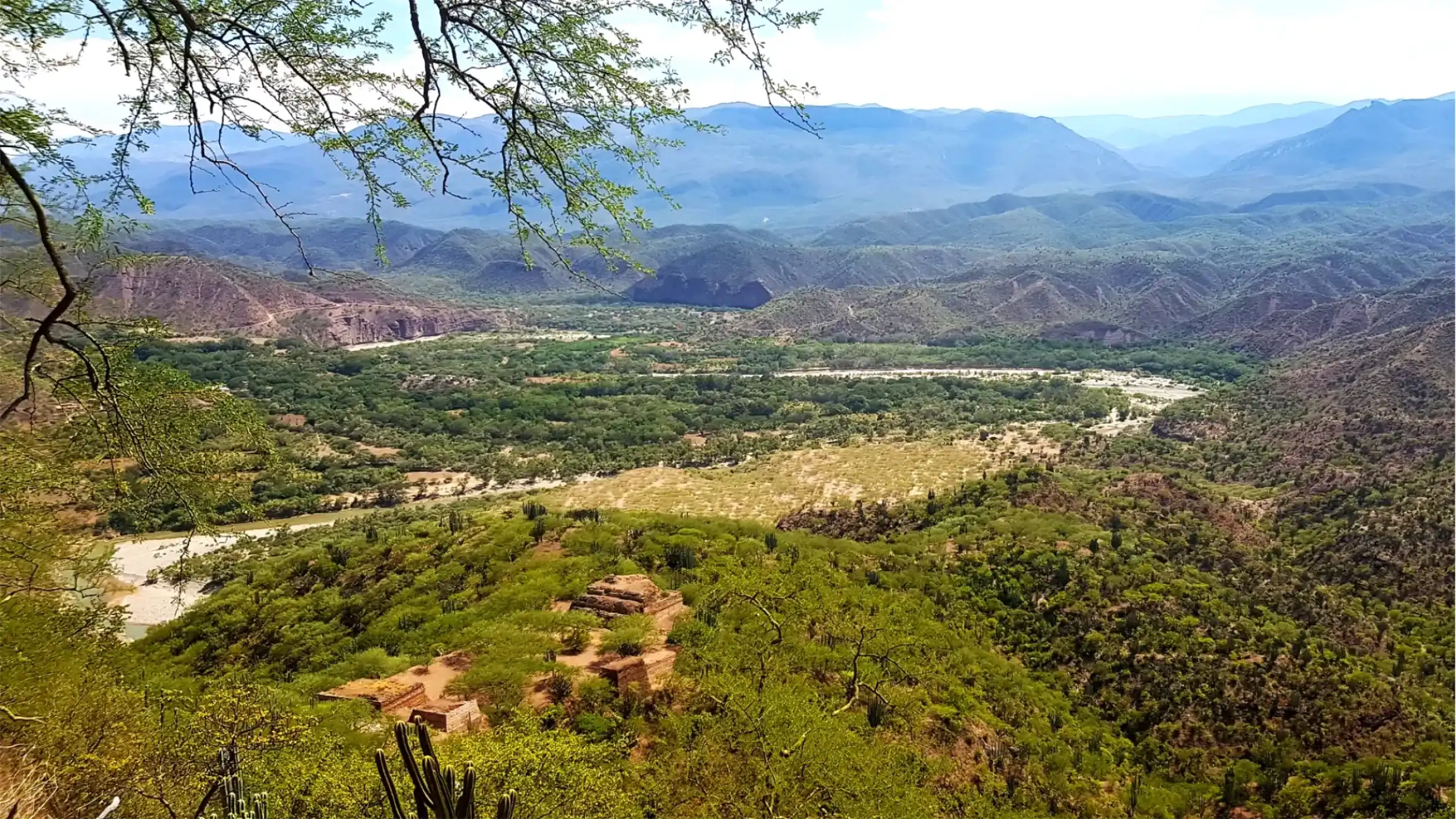 View of the Rio Grande valley from the Zapotec fortress of Cerro Viejo by Santiago Quiotepec